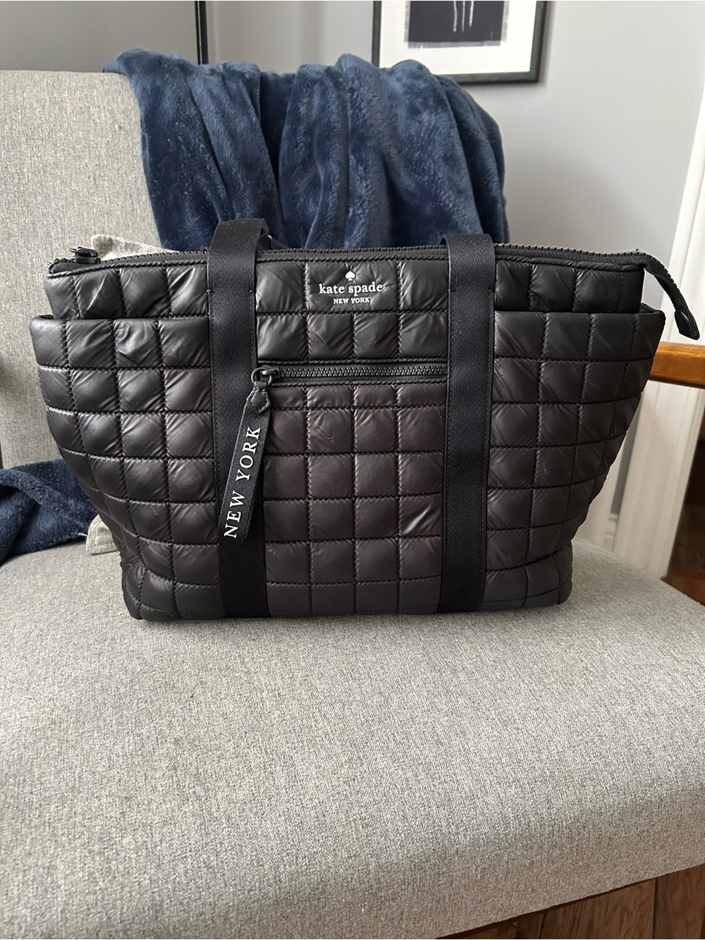 kate spade Quilted Black Duffel Tote